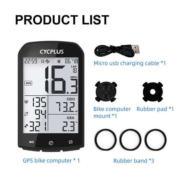 CycPlus M1 Беспроводной GPS Велосипедный датчик скорости 16 функций ...