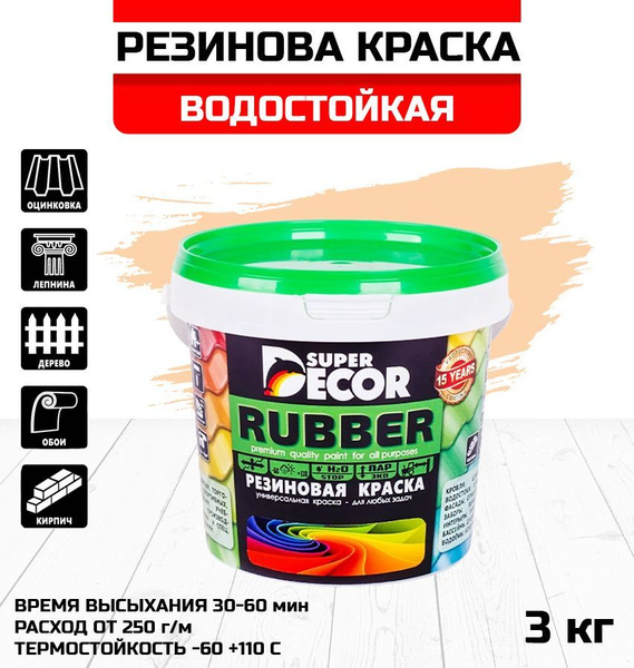 Краска Super Decor Rubber Резиновая, Латексная, Матовое покрытие ...