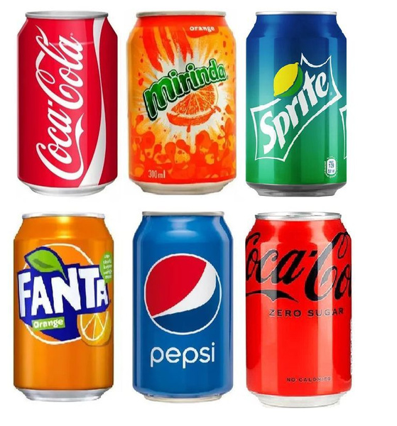 Набор газированных напитков Fanta, Pepsi, Coca-Cola, Mirinda, Coca-Cola ...