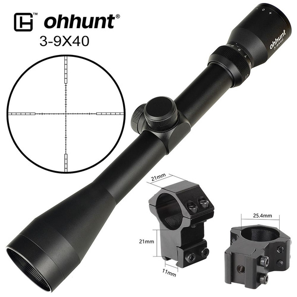 ohhunt 3-9X40 Optics Scopes Rangefinder or Mil Dot Reticle Crossbow Scope with Mount Rings