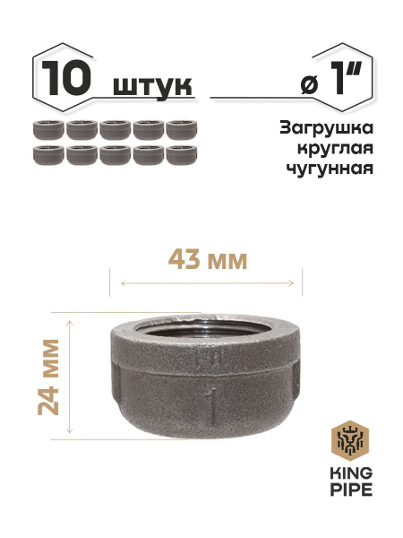 Заглушка чугунная с внутренней резьбой 1" упаковка 10 шт. купить на ...