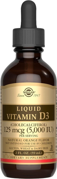 Solgar Витамин Д3 жидкий Vitamin D3 5000 МЕ, 59 мл, апельсин - купить с ...