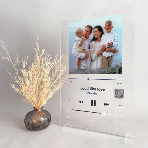 Живое фото на стекле. Трек пластинка А3 без подставки. Подарок мужчине ...