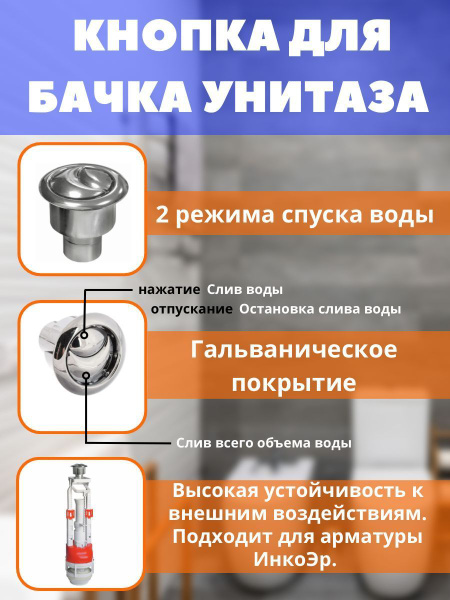 КНОПКА слива для бачка унитаза двухрежимная И-СБ2-АА-КМ ИнкоЭр купить ...