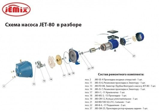 Как разбирать поверхности центробежный насос pr60 37c Комплектующие для садовых насосов Jemix SET-JET-80, 13686 - купить по выгодной ц