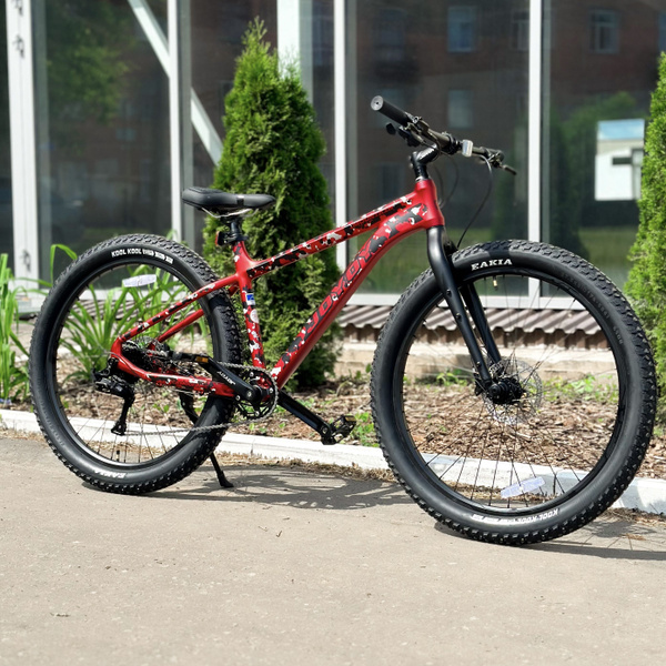Велосипед Fat-Bike горный 27.5" AL, красный камуфляж / Фэтбайк JOYOY ...