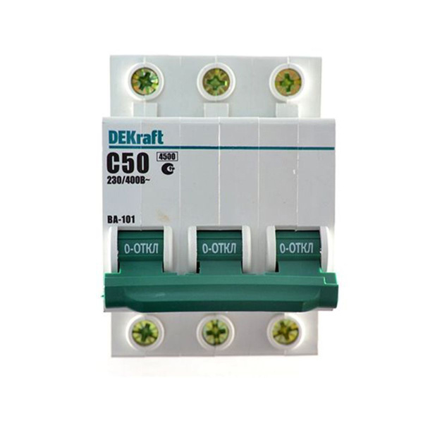 Купить Выключатель автоматический DEKraft ВА-101, 3Р, 50 А, 4,5 кА, тип ...