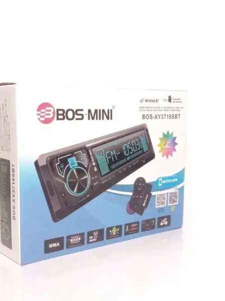 Bos-Mini BOS-XY3718SBT FM, USB, AUX, Bluetooth, ПДУ на руль1 DIN ...