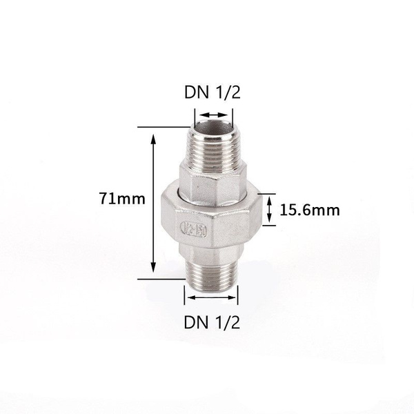Американка DN 1/2-1/2 НН-Резьба из Нержавеющей стали AISI 304, 2 шт ...