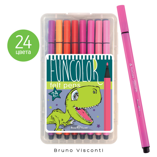 Фломастеры цветные для рисования Bruno Visconti "FunColor", 24 цвета, в ...