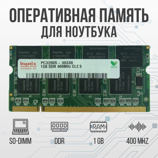 Модуль оперативной памяти Hynix для Ноутбука 1Gb DDR 400 MHz SO-DIMM ...