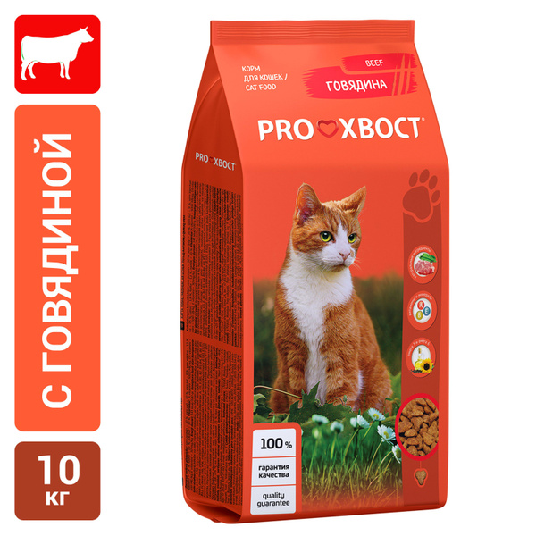 Корм сухой для кошек PROХВОСТ с говядиной мешок с этикетой 10 кг купить ...
