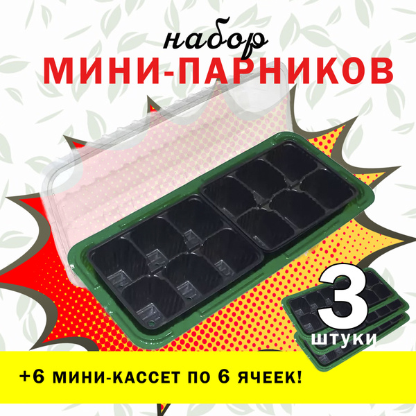 Мини-тепличка с двумя кассетами для рассады , мини-парник с крышкой на ...