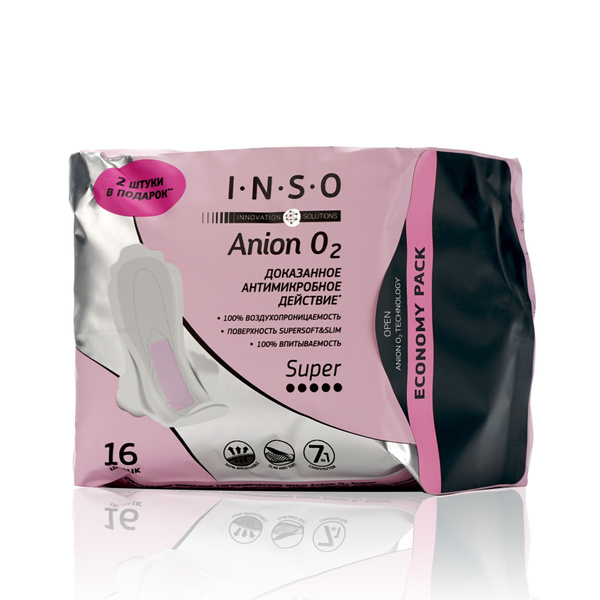 INSO Гигиенические прокладки Anion O2 Super с анионовым слоем - 16 шт ...