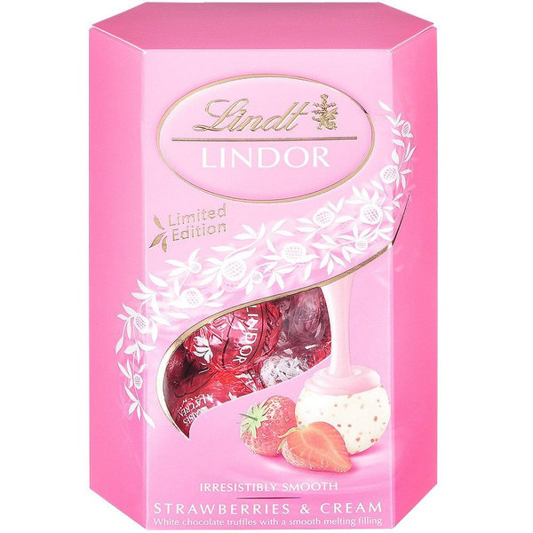 Конфеты Lindt Lindor Корнет Клубничные трюфели, 200 г - купить с ...