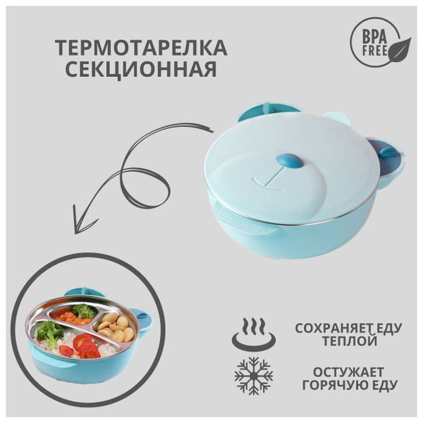 Детская тарелка на присоске с подогревом, термотарелка детская ...