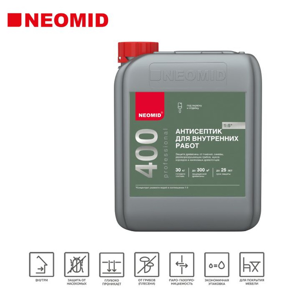 Пропитка для дерева внутренних работ Neomid 400 5 кг деревозащитный ...