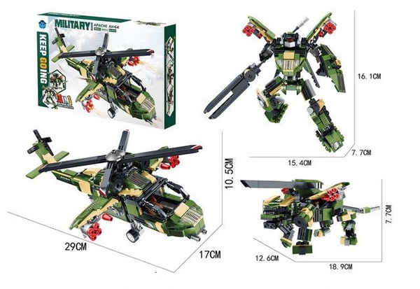 Конструктор Трансформер (Военный вертолет / Робот / Тигр) 451 деталь ...