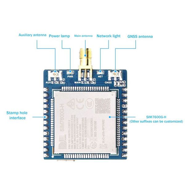 Модуль SIM7600G-H 4G с антенной SMA со сварным штырем, глобальная ...