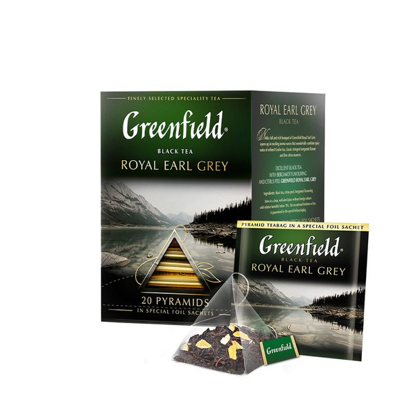 Greenfield Чай черный с бергамотом Royal earl grey в пирамидках 20х2г ...