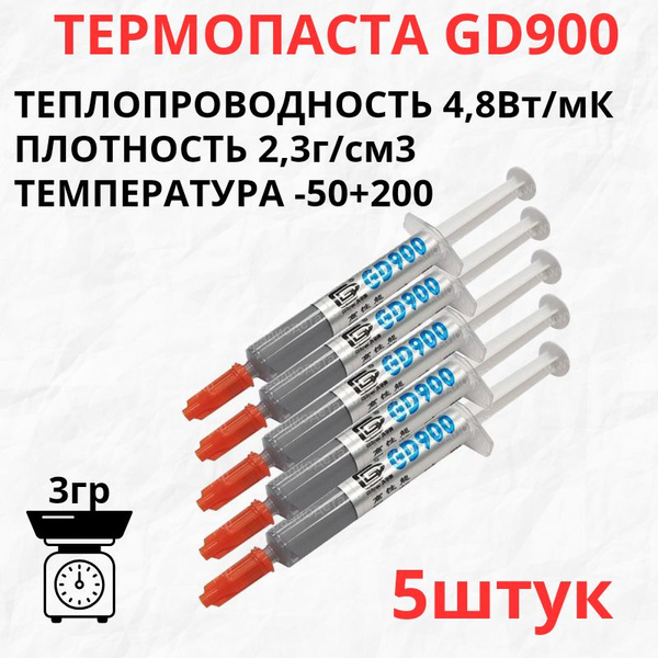 Термопаста GD900,теплопроводящая паста,3грамма,5шт купить по выгодной ...
