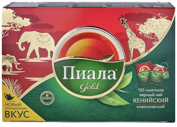 Чай в пакетиках листовой черный кенийский, 100 пакетиков в фольге ...