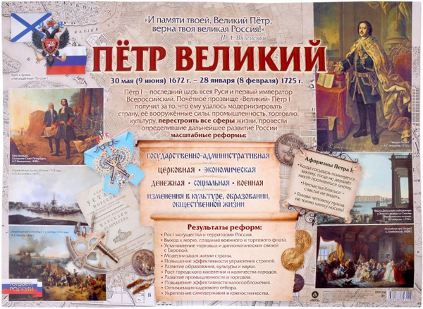 Патриотический плакат "Гордость России. Пётр Великий". Формат А2 ...