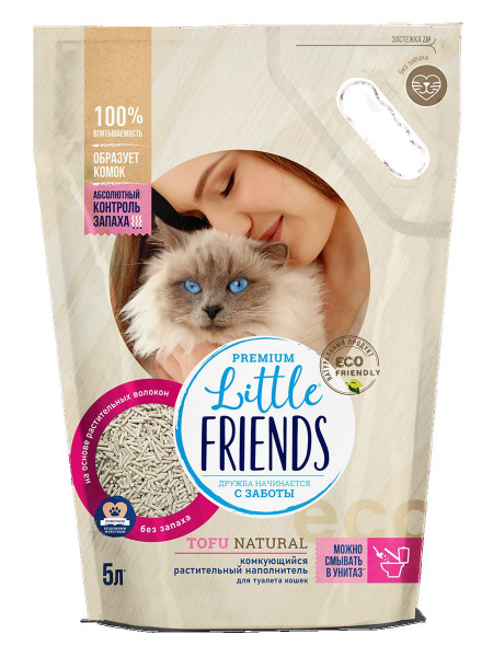 Наполнитель для кошачьего туалета "Little Friends Tofu Natural ...