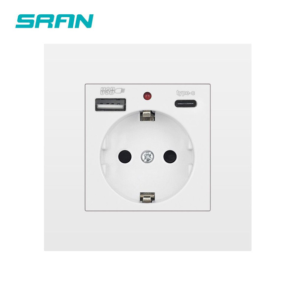 Розетка европейского стандарта с USB-портом для зарядки 2,1 А, 16 А ...