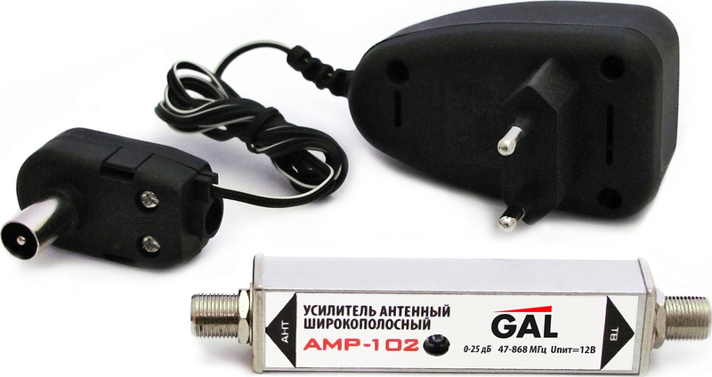 Характеристики Антенный усилитель GAL AMP-102 широкополосный с ...