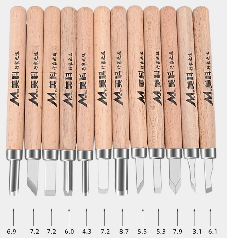 Набор резцов для линогравюры 12 шт , штихеля для ксилографии, стамески ...