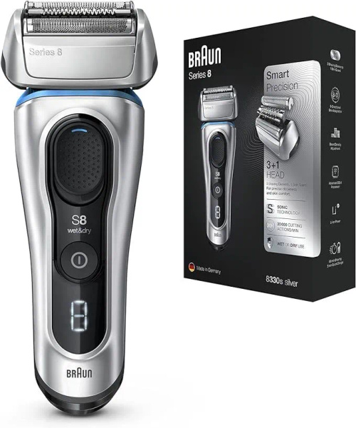 Braun Электробритва series 8-8330S, серебристый - купить с доставкой по ...