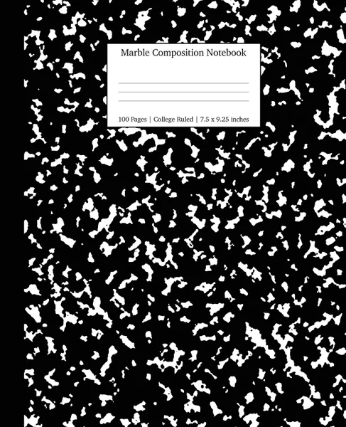 Обложка книги Marble Composition Notebook College Ruled. Black Marble Notebooks, School Supplies, Notebooks for School, Young Dreamers Press