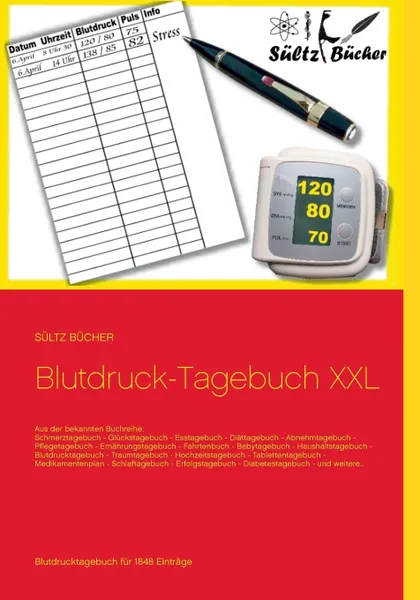 Обложка книги Blutdruck-Tagebuch XXL, Renate Sültz, Uwe H. Sültz