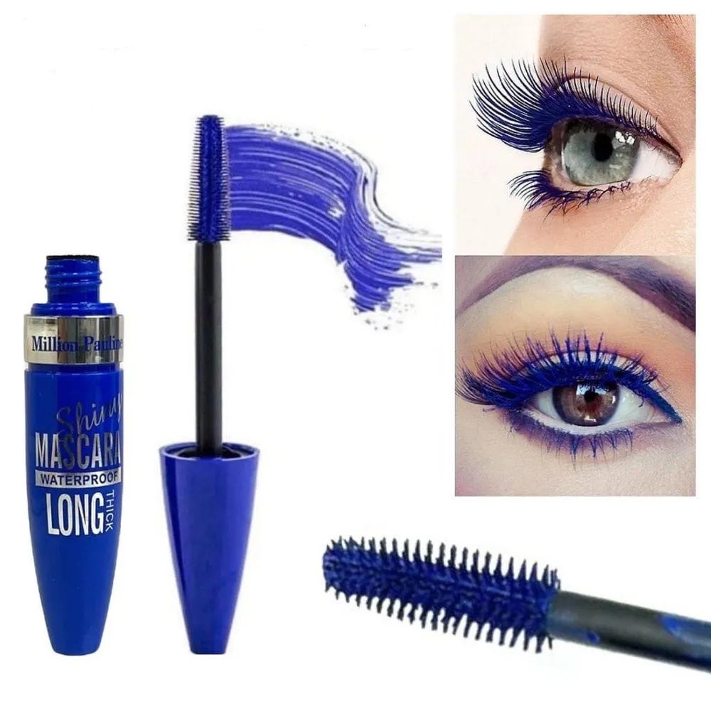 Тушь для ресниц синяя MILLION PAULINE SHINY MASCARA WATERPROOF LONG THICK водостойкая