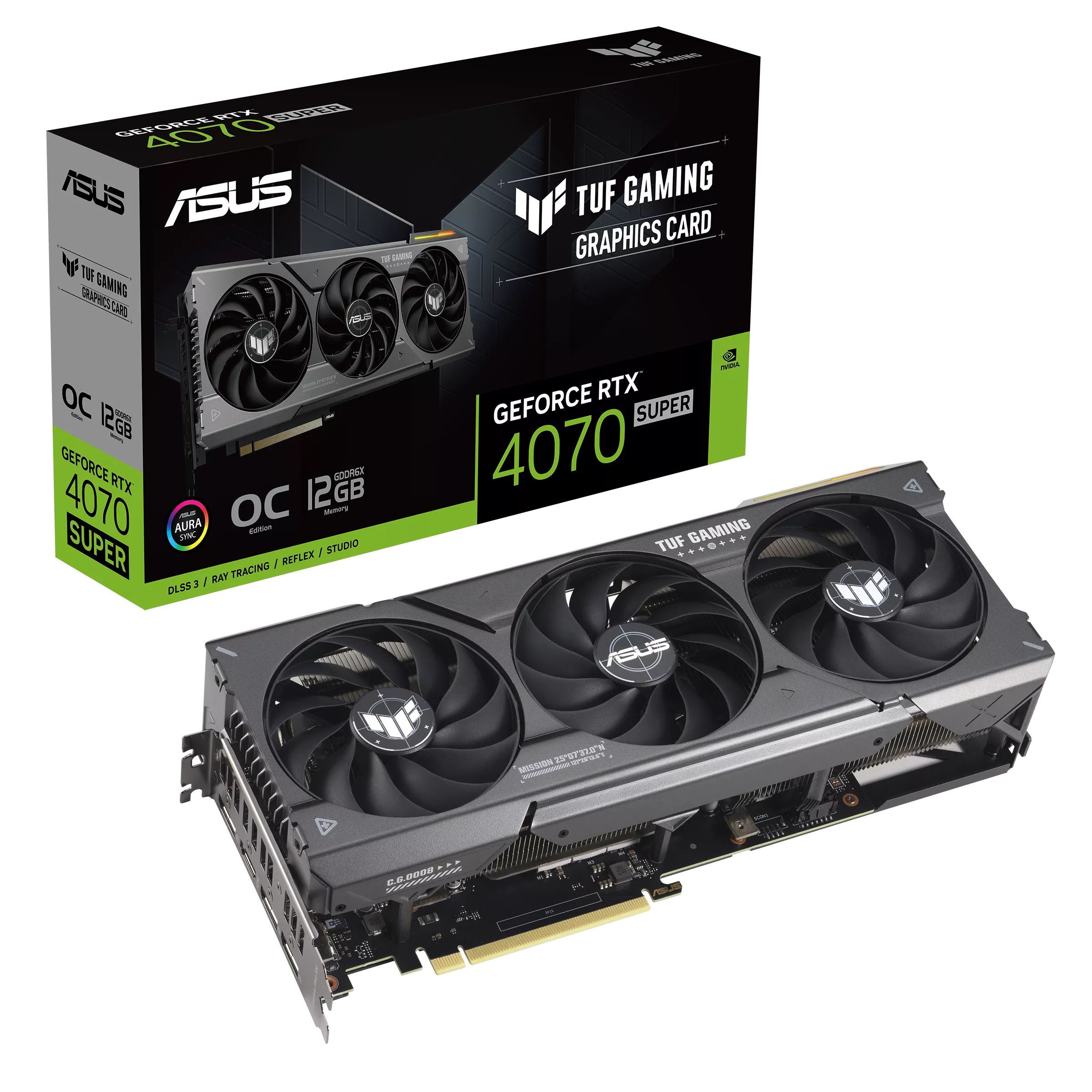 ASUS Видеокарта GeForce RTX 4070 SUPER TUF Gaming GeForce RTX 4070 SUPER 12GB GDDR6X OC Edition 12 ГБ (TUF-RTX4070S-O12G-GAMING)