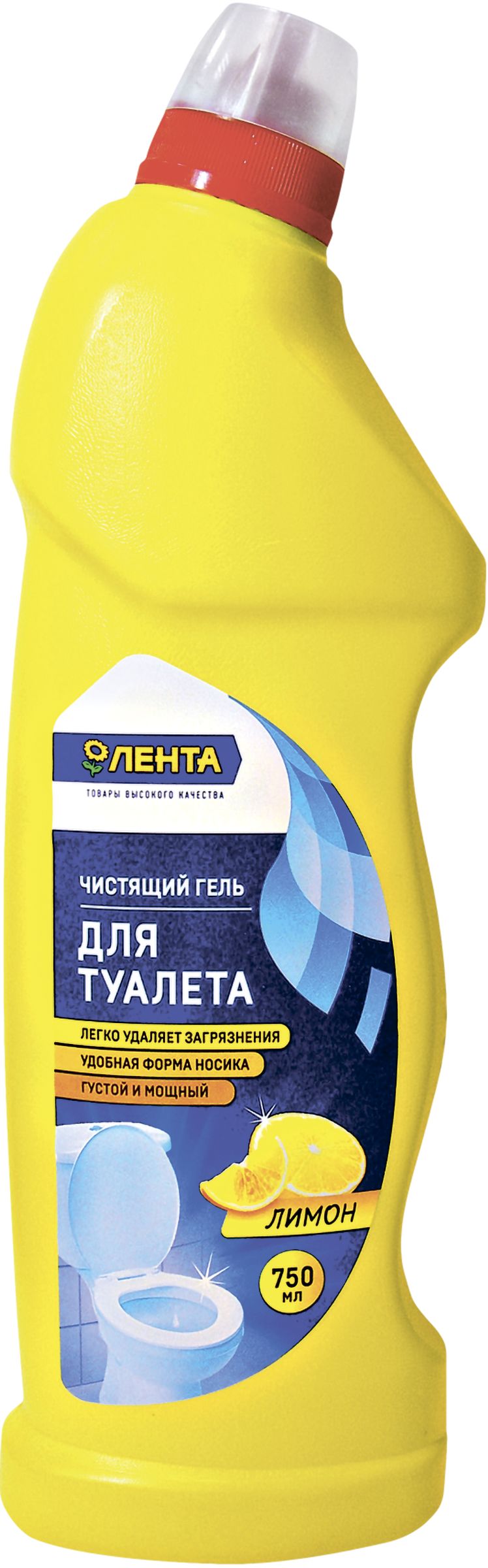 Чистящее средство для унитаза ЛЕНТА лимон, 750мл / Универсальный гель для чистки туалета и сантехники