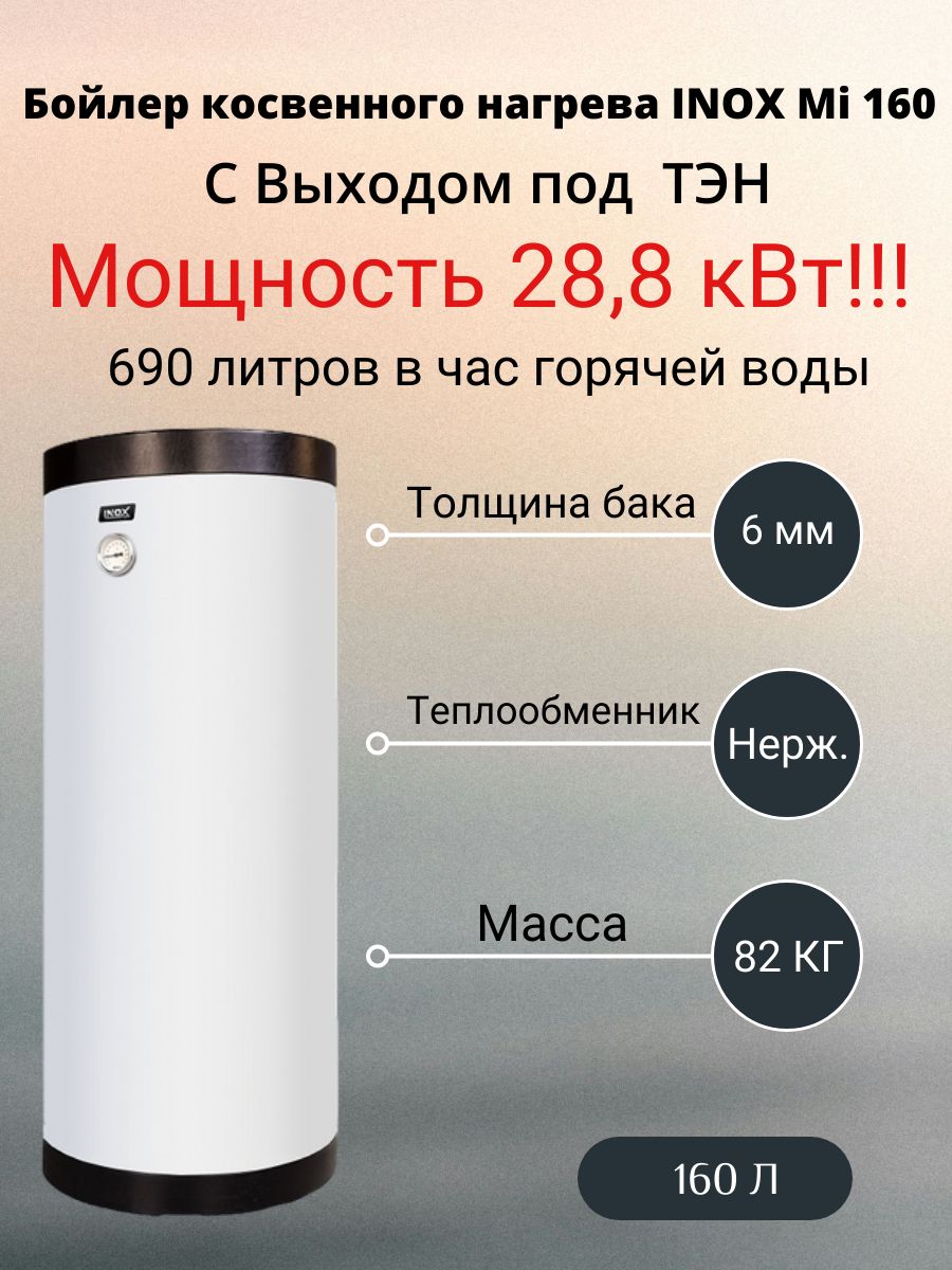 Бойлер косвенного нагрева INOX белый купить по доступной цене с доставкой в  интернет-магазине OZON (979163957)