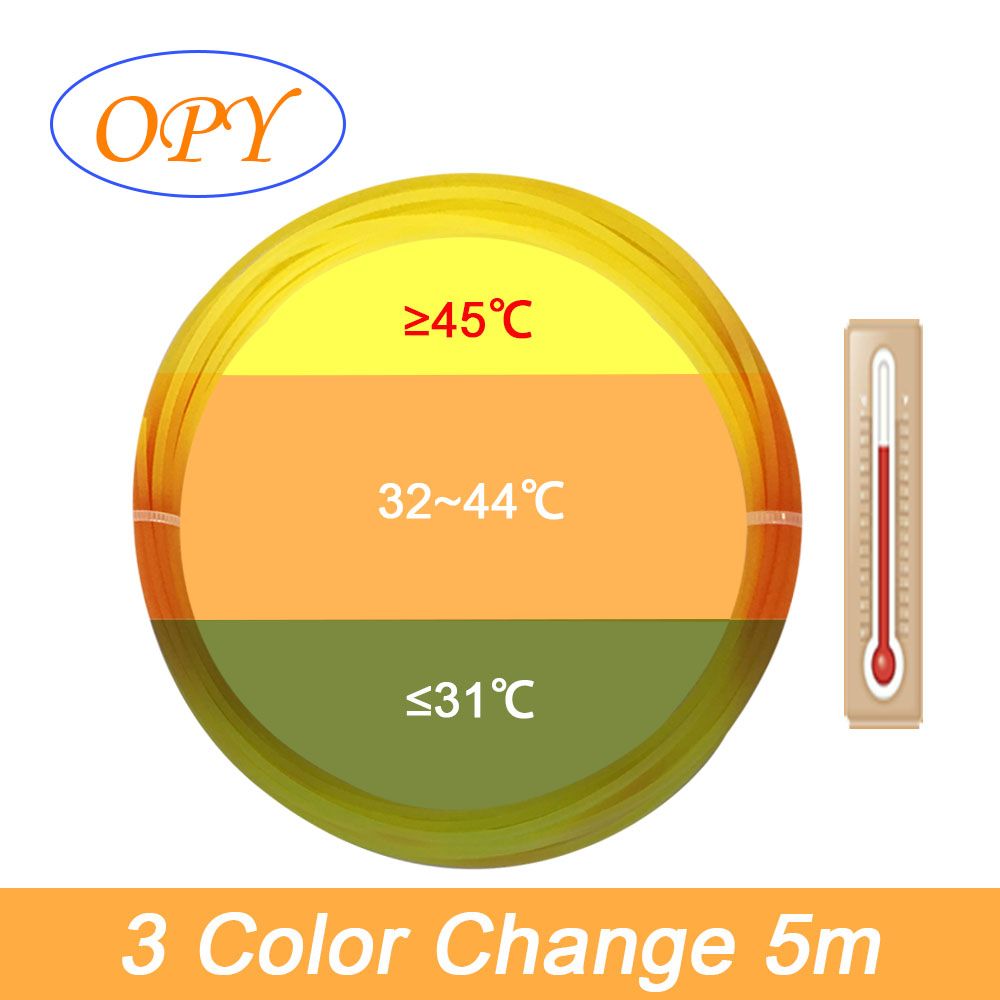 OPY Пластик с изменением температуры для 3D-ручки и 3D-принтера, 1,75 мм от оливково-зеленого до красного и желтого цвета, нить 5 м
