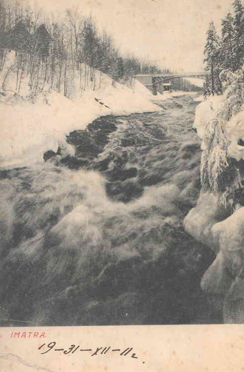 Антикварная открытка "Иматра. Пороги и мост". Финляндия, 1900-1910. Тип 4