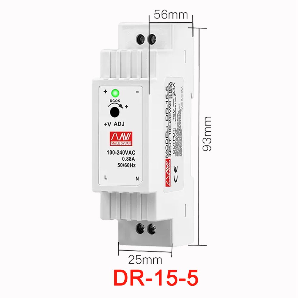 Блокпитания5ВDR-15W-5наDIN-рейку(1шт.)