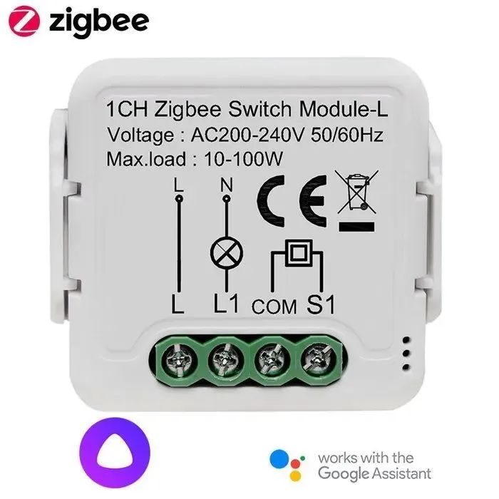 Умное реле (контроллер) ZigBee, на одну линию, без нуля, работает с Алисой