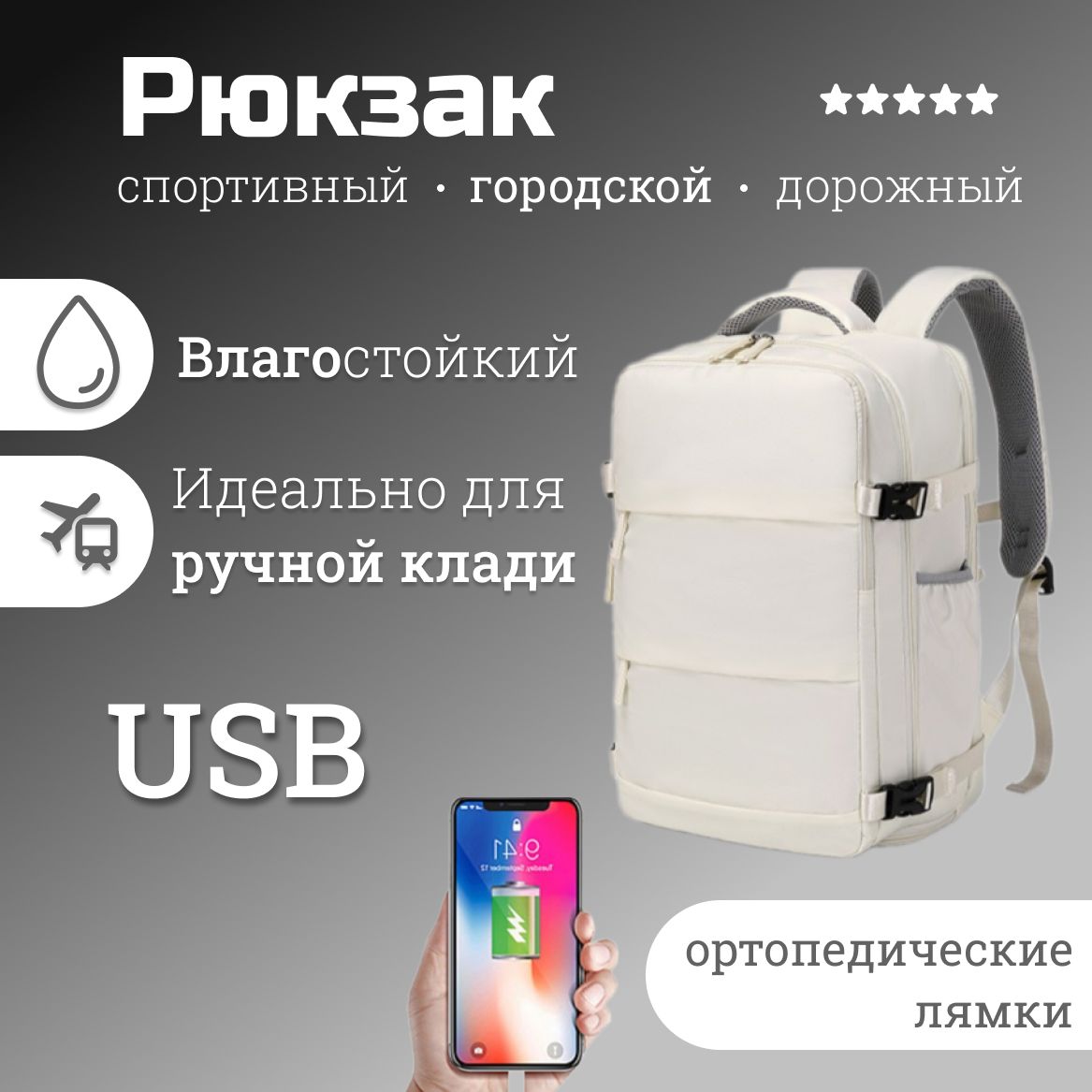 Рюкзак городской для путешествий А4 c usb, подходящий для ручной клади,  ранец, 30 л. - купить с доставкой по выгодным ценам в интернет-магазине  OZON (1514955054)