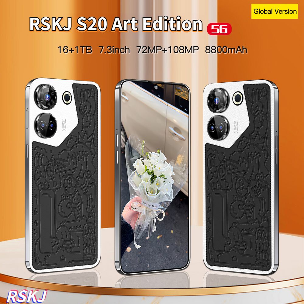 RSKJСмартфонS20ArtEditionсбольшимэкраномдиагональю7,3дюйма,режиможиданиясдвумяSIM-картами、Бесплатнаякартапамяти128ГБ、HD-фотографияEU16/1ТБ,черный