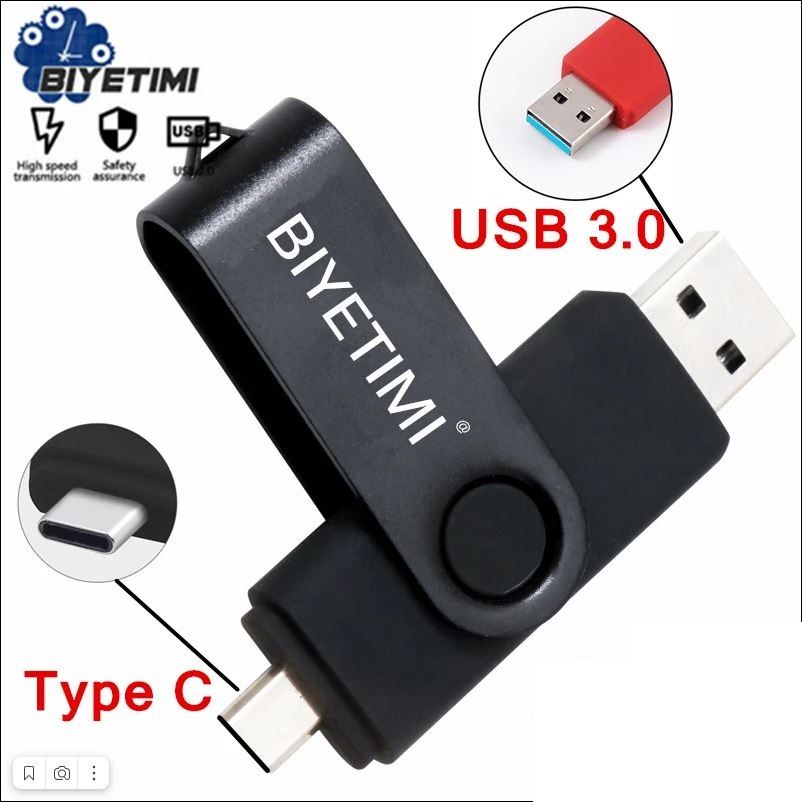 USB-флеш-накопительBIYETIMIФлэш-накопитель3в1,USBmicroUSB+USBTypeC64Гб64ГБ,черный