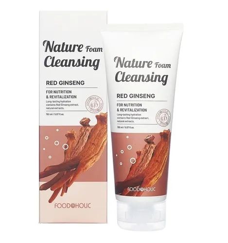 FOODAHOLICУвлажняющаяпенкадляумыванияскраснымженьшенемNATUREFOAMCLEANSING,REDGINSENG150мл.