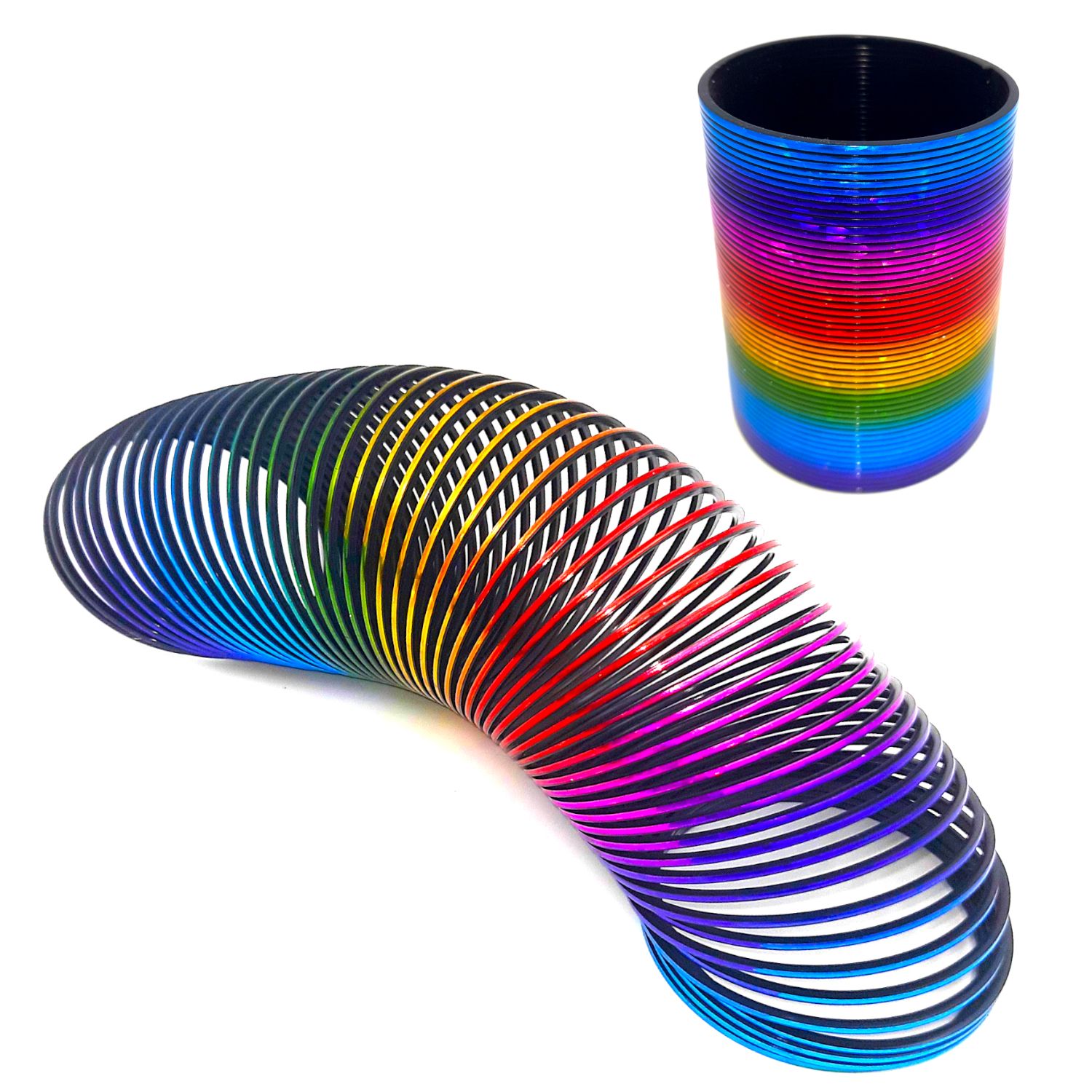 Пружинка Радуга Шагающая 7.5х10 см. Slinky. Игрушка антистресс  голографические полосы Слинки. Радужная спираль.