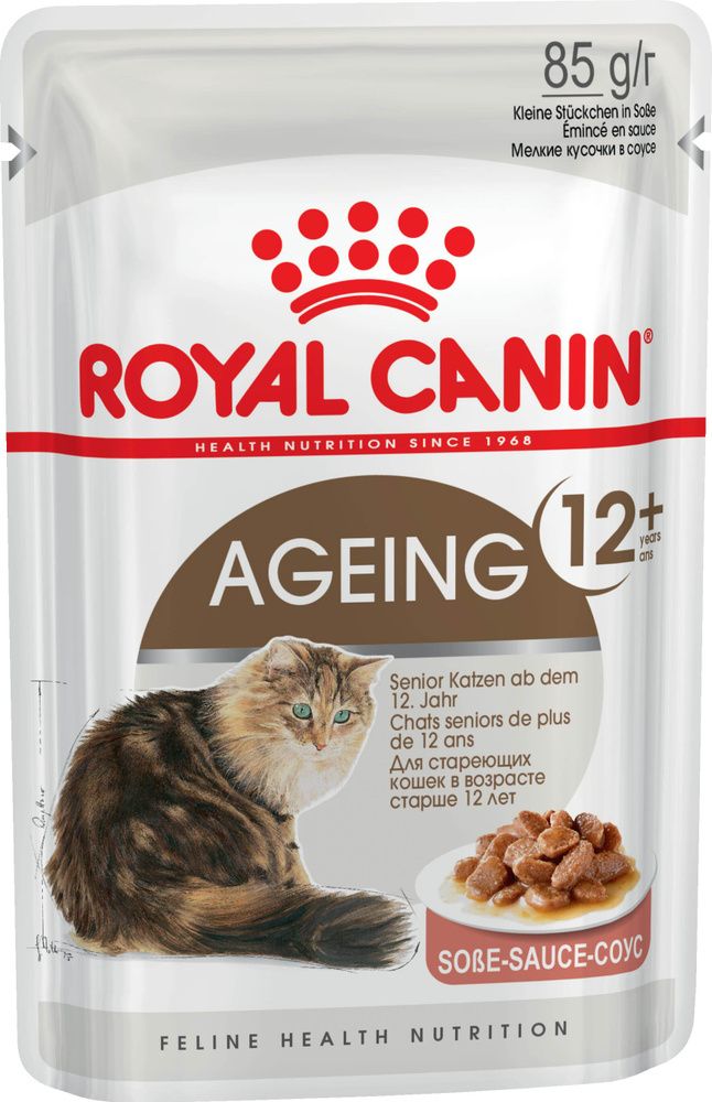 RoyalCaninAgeing12+паучидлякошекстарше12лет(кусочкивсоусе)12штук85г