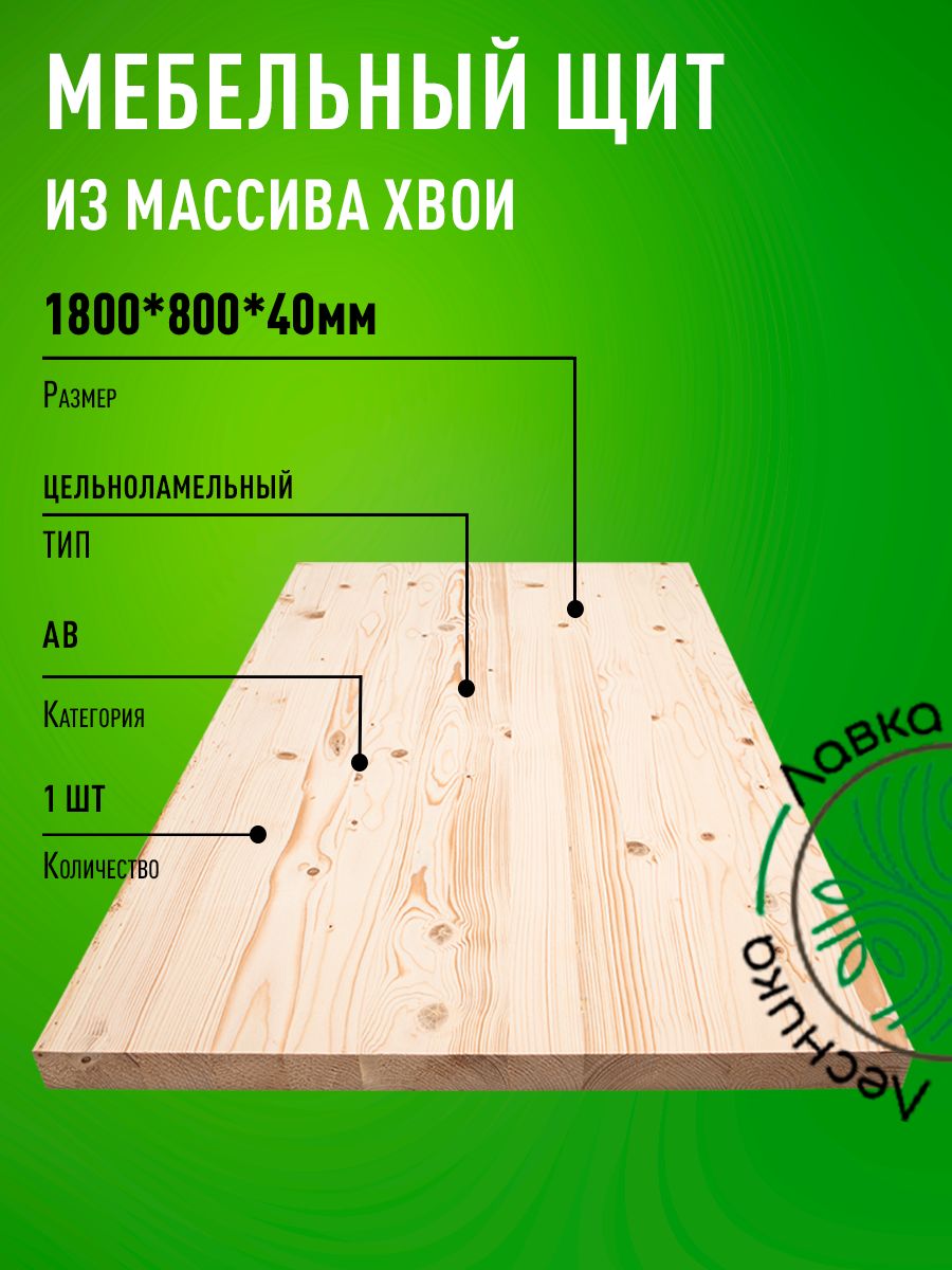 Мебельныйщит1800x800x40ммСоснаАВцельноламельный