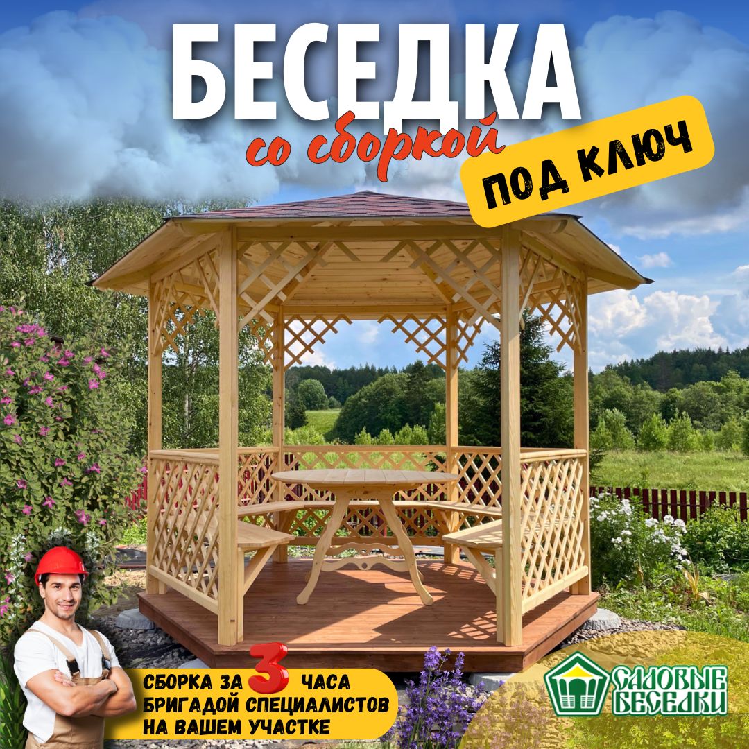 Беседки из дерева фото чертежи Беседка Садовые беседки 300x280 см купить по доступной цене с доставкой в интерн